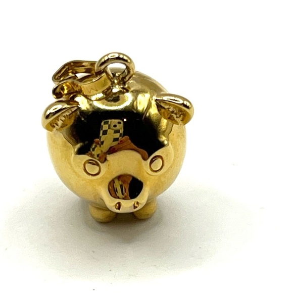 Piggy Charm Monet 3D Gold-Tone Pig Charm Pendant Pig Charm Vintage cute - Picture 1 of 11